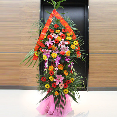 鲜花速递_一揽八方财 （开业花篮） 单个