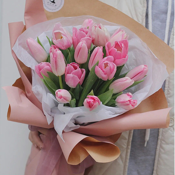 花市鲜花网_鲜花速递_绮梦-19朵粉色郁金香