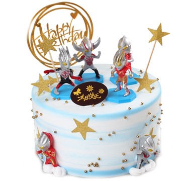 花市鲜花网_鲜花速递_奥特曼摆件创意蛋糕 6寸