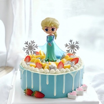 花市鲜花网_鲜花速递_冰雪奇缘艾莎公主蛋糕 8寸