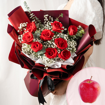 花市鲜花网_鲜花速递_绯红晚星-平安款